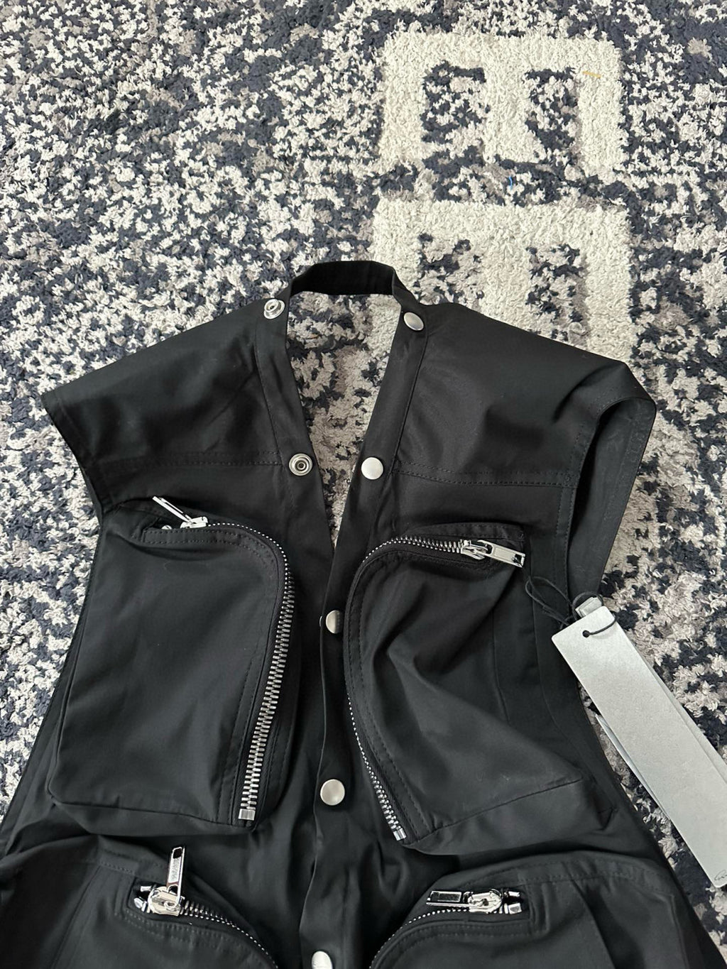 Rick Owens Men's Spring/Autumn Solid Colour V-Neck Backless Workwear Single-Breasted Vest Jacket #76954