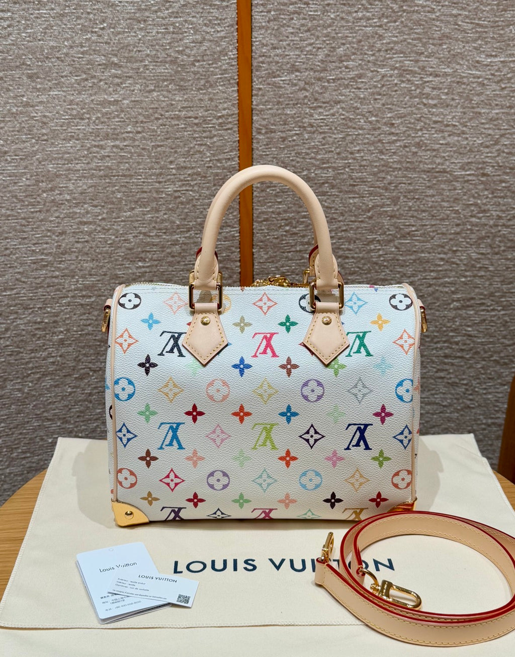Louis Vuitton Lv X Tm Speedy Bandoulière 25 Women's Colorful Monogram Print Adjustable Detachable Strap Leather Shoulder Crossbody Bag Tote Bags #75434