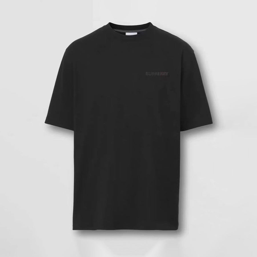 Burberry Men's Spring/Summer Solid Color Logo Cotton Loose Straight Short Sleeve T-Shirt #76327