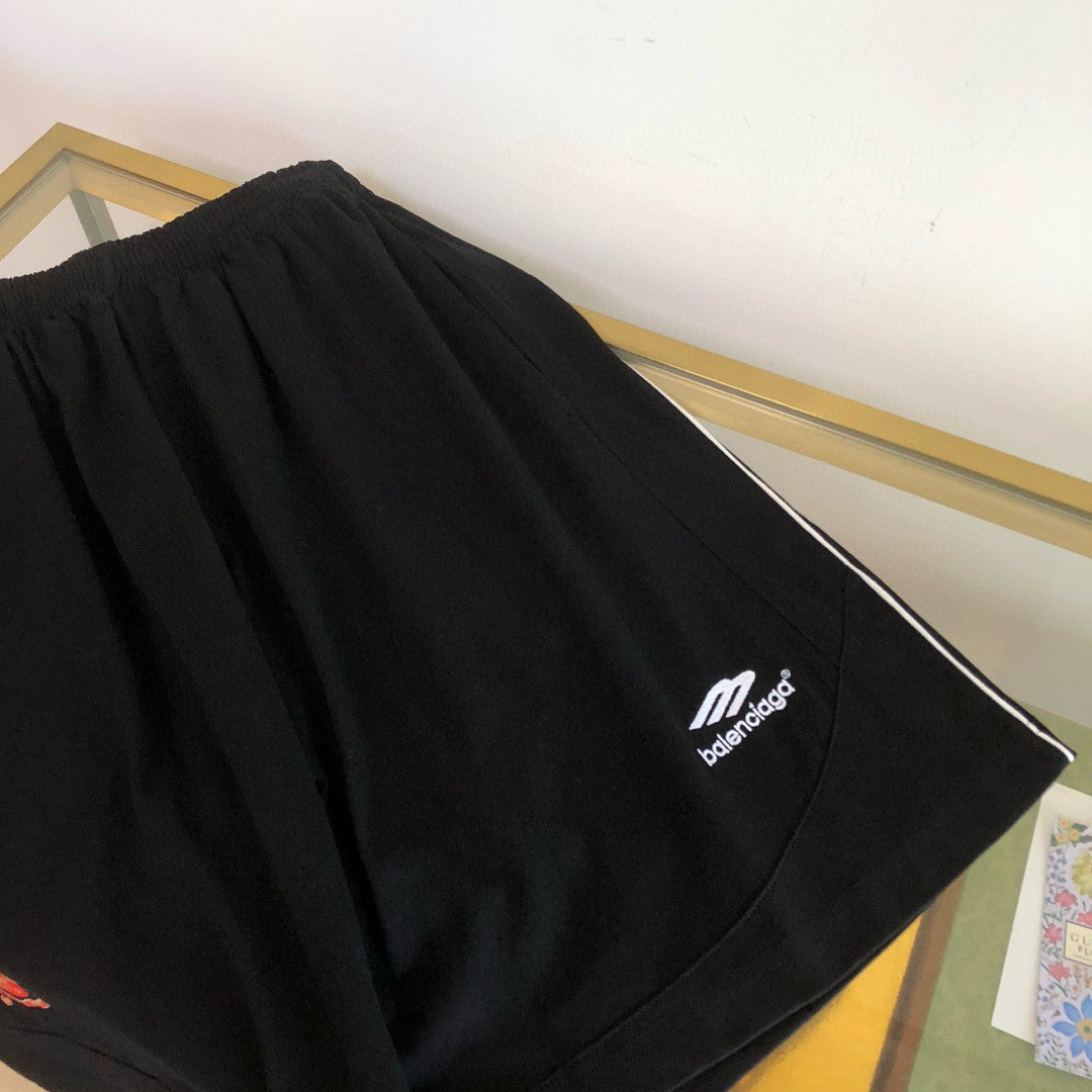 Balenciaga Men's Summer Solid Color Elastic High Waist Loose Fit Casual Shorts Pants #99388