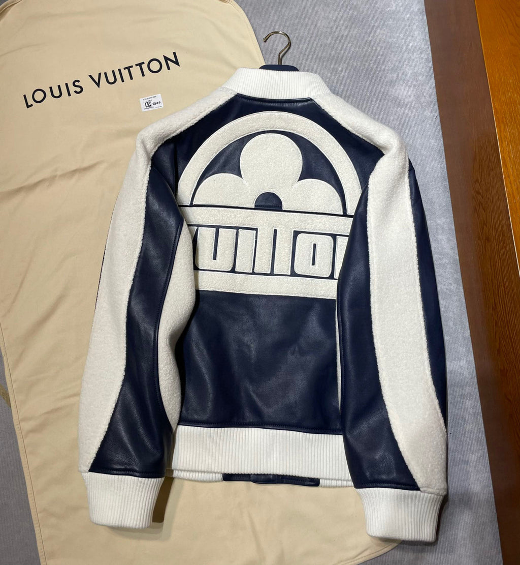 Louis Vuitton Leather Mix Teddy Plush Leather Zip Jacket #96514