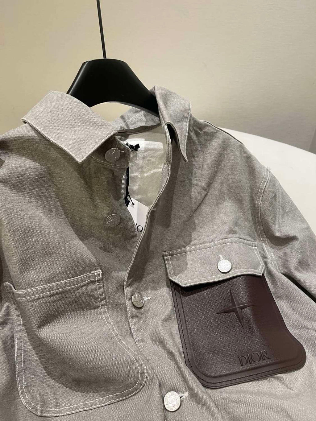 Dior Men's Spring And Fall Logo Patch Pockets Lapel Single breasted Loose Long Sleeved Denim Jacket #73474