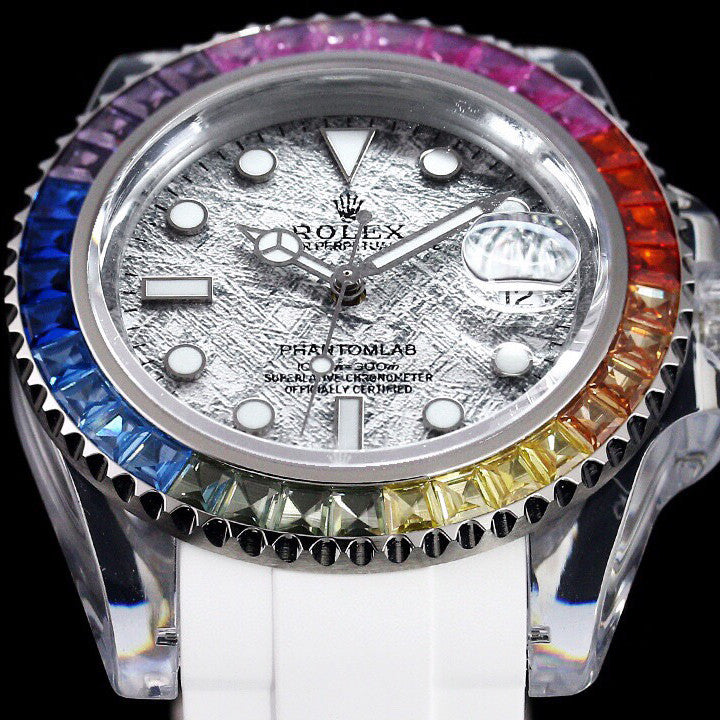 Rolex glass crystal series white tape plus transparent tape blue luminous watch accessories jewelry #82249