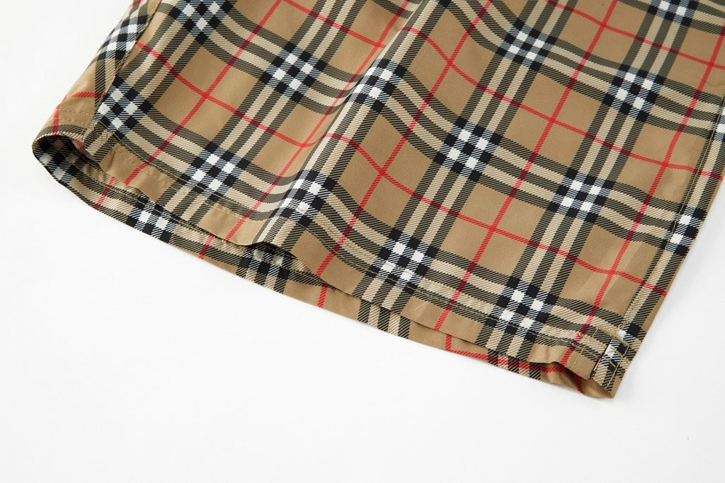 Burberry Men's Summer Check Drawstring Cinch Band Polyester Casual Shorts #99517