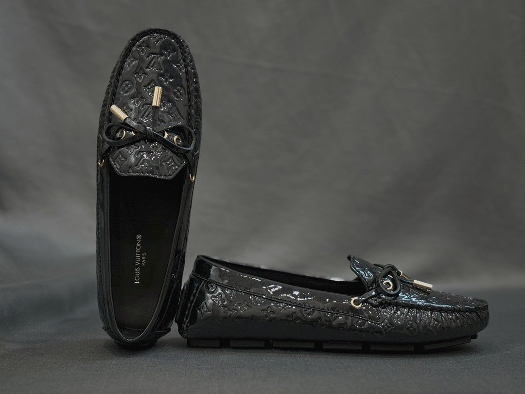 Louis Vuitton Women's Spring/Autumn Fashion Classic Round Toe Slip-On Leather Flat Low Top Loafers Shoes #78437