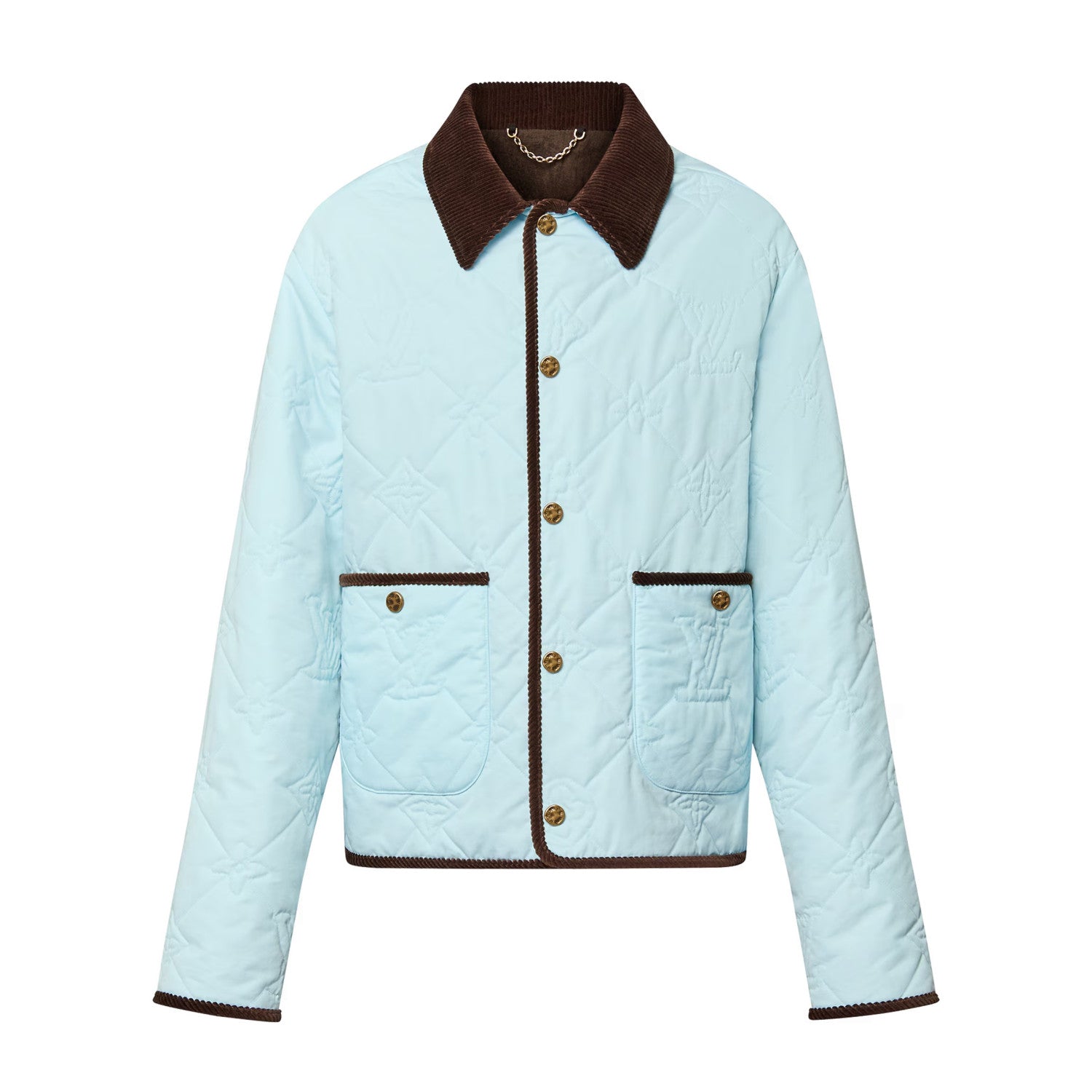 Louis Vuitton Men's Fall And Winter Light Blue Patchwork Fitted Lapel Single Breasted Long Sleeved Jacket #73568
