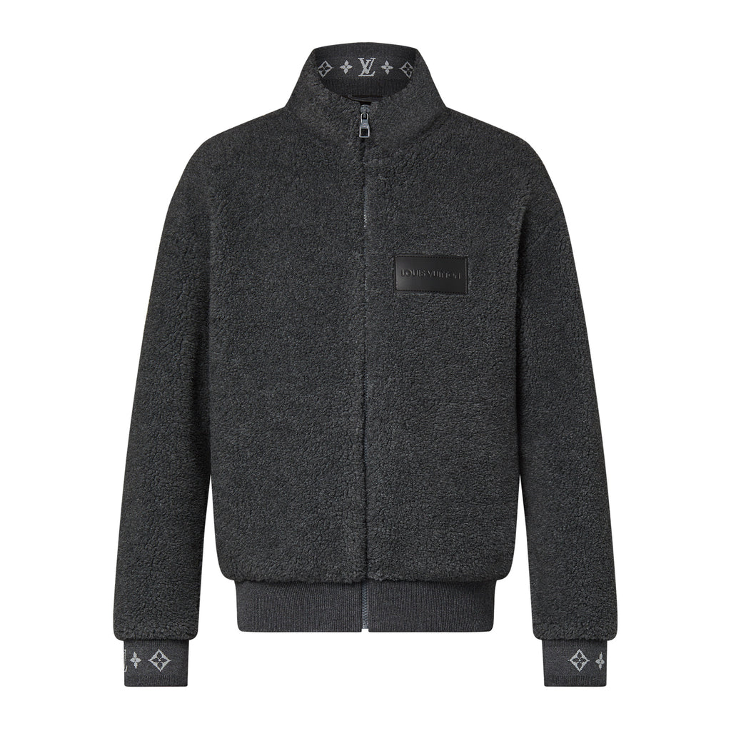 Louis Vuitton Men's Winter Logo Monogrammed Jacquard Pattern Fleece Casual Zipper Jacket #98497