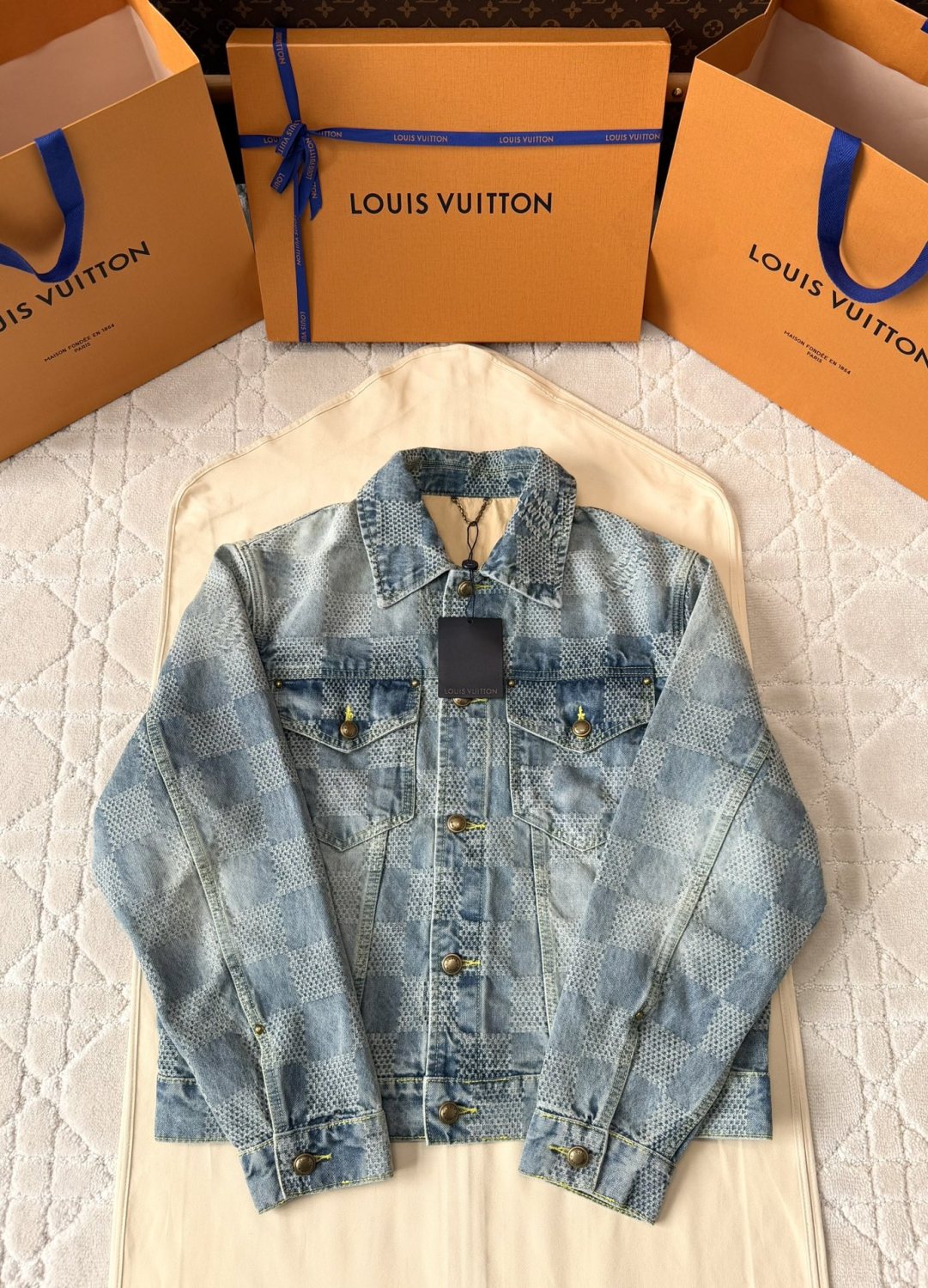 Louis Vuitton Damier Classic Denim Jacket Pants #375744