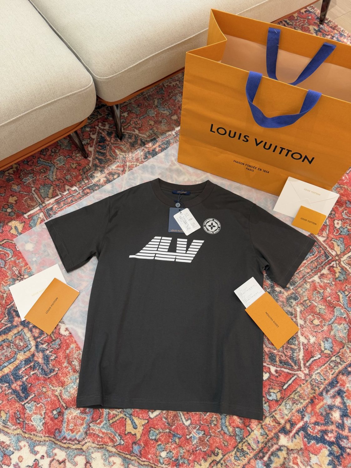 Louis Vuitton Men's Summer Solid Color Graphic Printed Round Neck Cotton Short Sleeve T-Shirt #75382