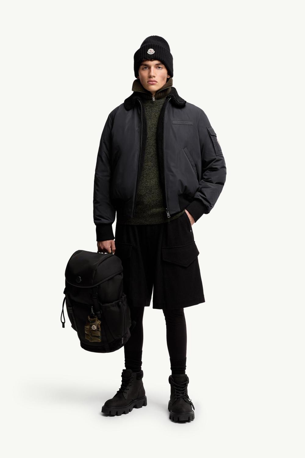 Moncler Men's Black Maulevrier Reversible Teddy Fleece Bomber Jacket #332812