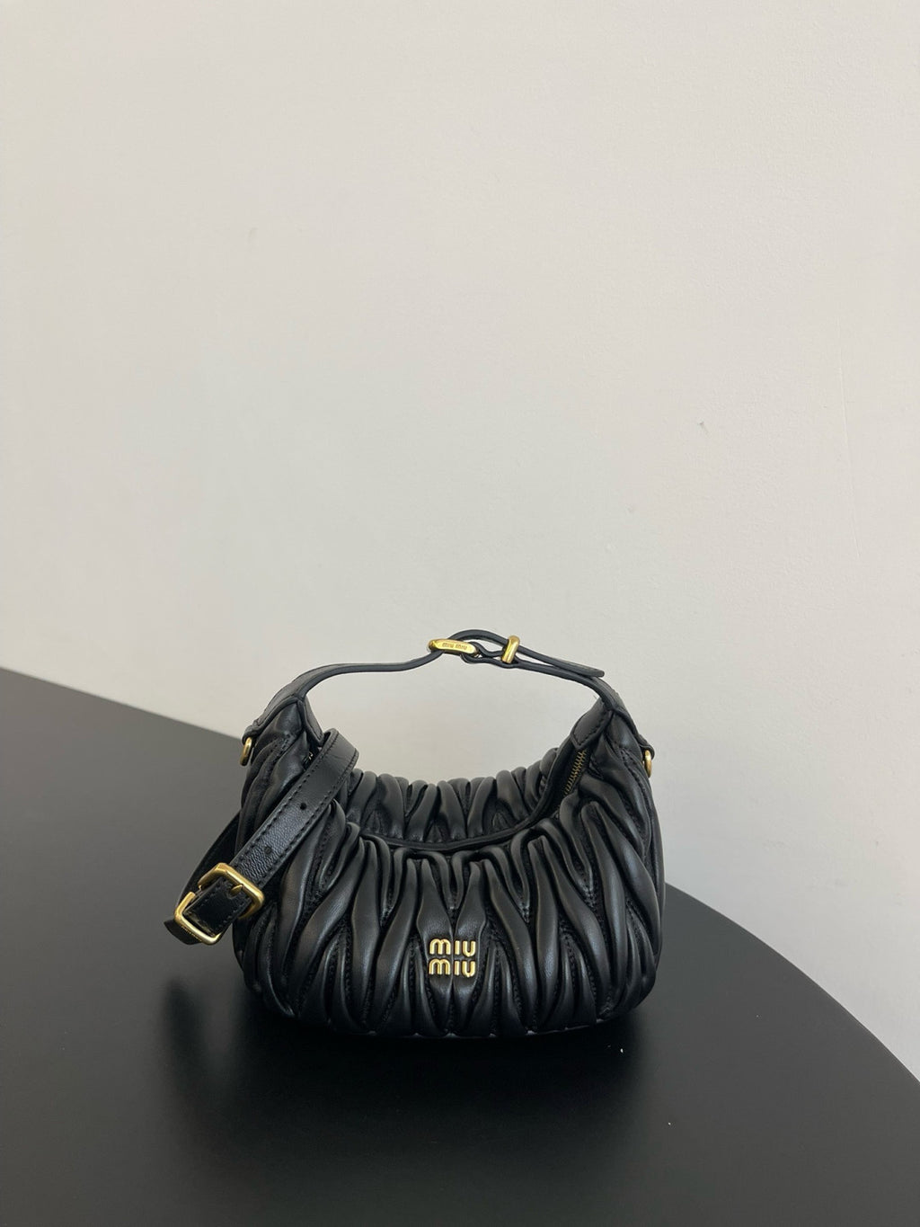 MiuMiu Matelassé Nappa Soft Leather Makeup Bag Black #334668
