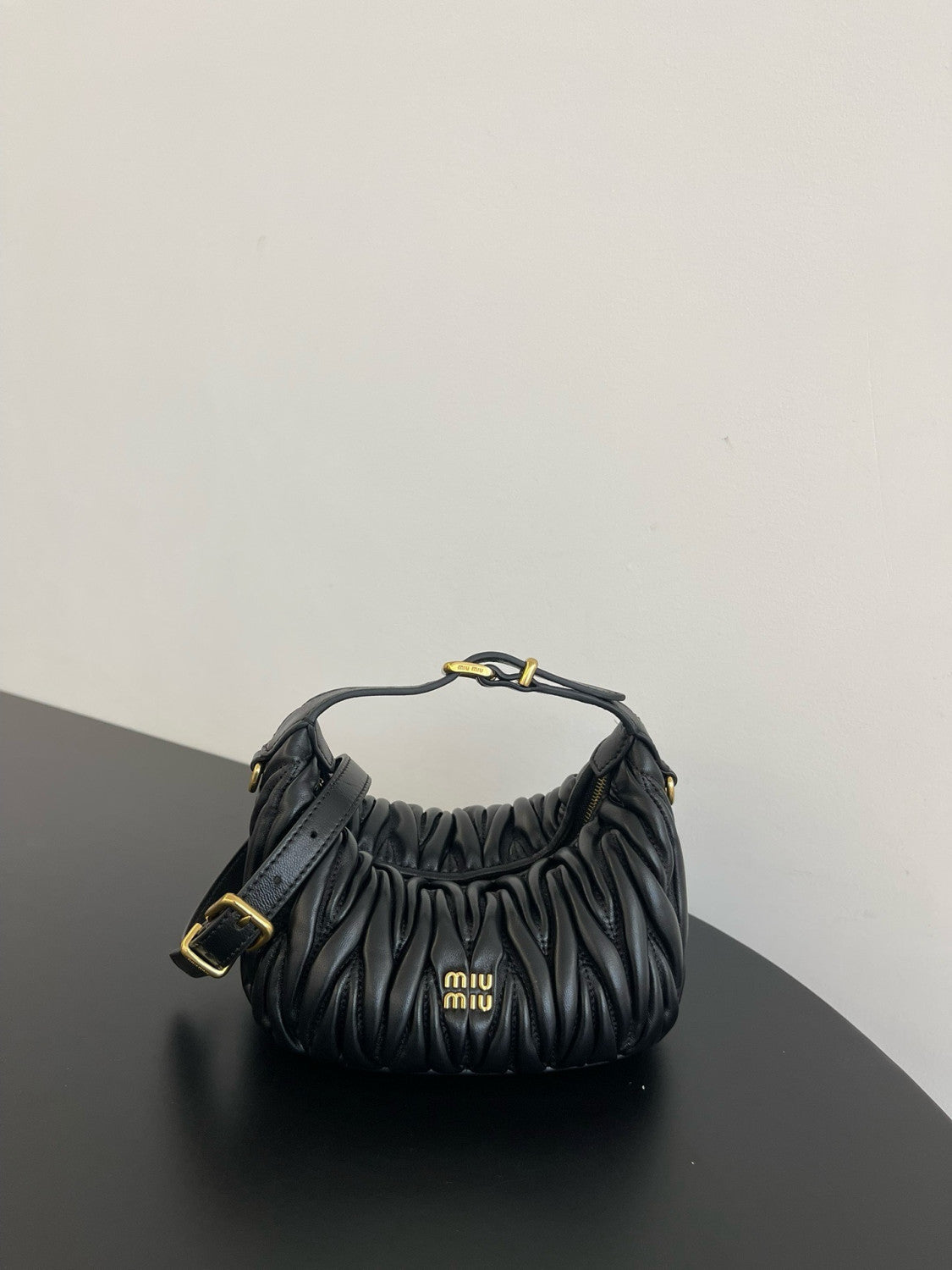 MiuMiu Matelassé Nappa Soft Leather Makeup Bag Black #334668