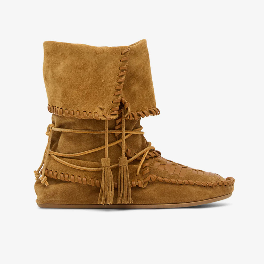Isabel Marant Winki Boots In Braided And Suede Leather Women's Autumn and Winter Solid Colour Fashion Fringe Cow Suede Fashion Woven Vintage Boots Heel Height 2cm Shoes Ngvp #1634