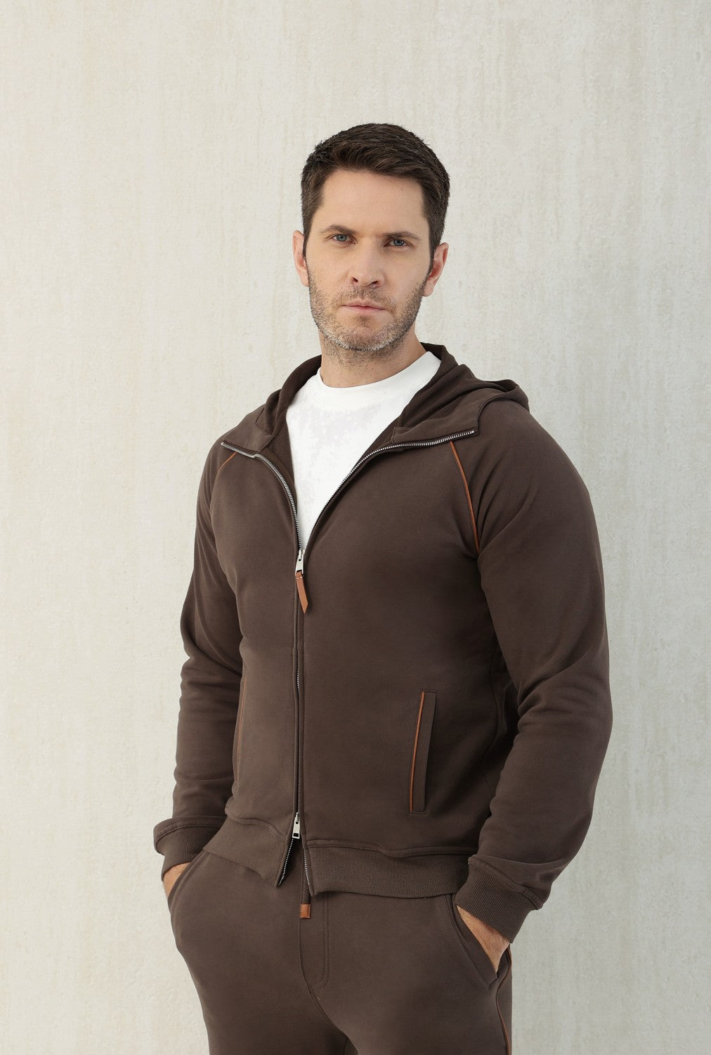 Brunello Cucinelli Men's Techno Cotton French Terry Hooded Long Sleeve Casual Athletic Sweatshirt Solid Color Zipper Spring Jacket Ngvp #1675