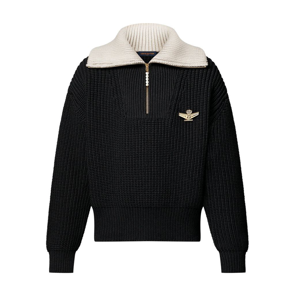 Louis Vuitton Men's Fall And Winter Half Zip Pullover Brooch Lapel Long Sleeved Sweater #75765