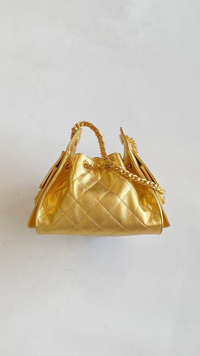 Chanel 25 Mini handbag Metallic Grained Calfskin #333968