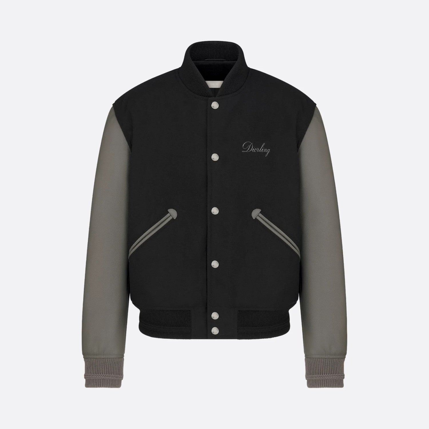 Dior Men's Spring/Fall Casual Fashion Crew Neck Single-Button Wool Tweed Jacket Leather Baseball Jacket #78774