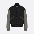 Dior Men's Spring/Fall Casual Fashion Crew Neck Single-Button Wool Tweed Jacket Leather Baseball Jacket #78774