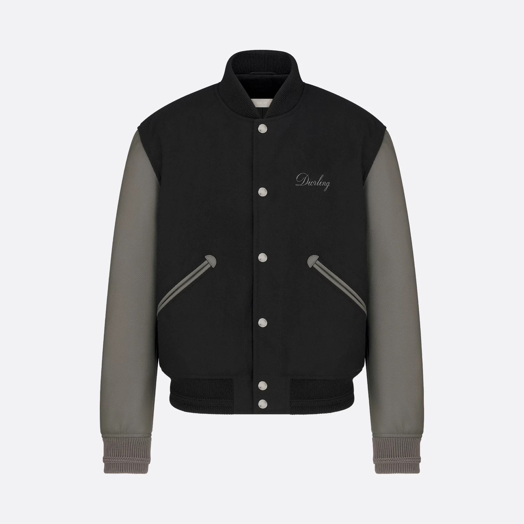 Dior Men's Spring/Fall Casual Fashion Crew Neck Single-Button Wool Tweed Jacket Leather Baseball Jacket #78774