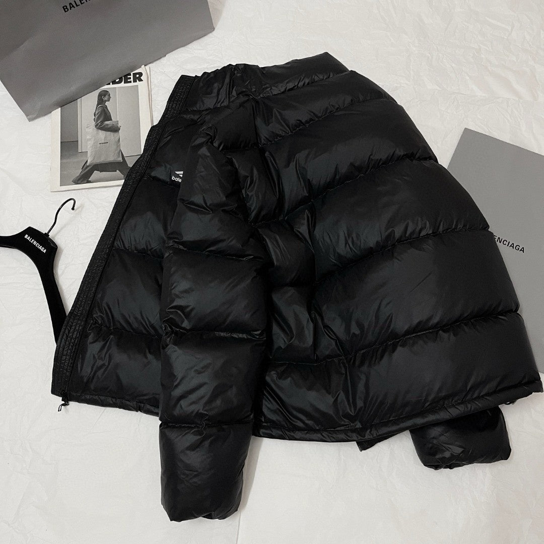 Balenciaga Men's Winter Black And White Zip 3b Sports Icon Ski Puffer Down Jacket #73743