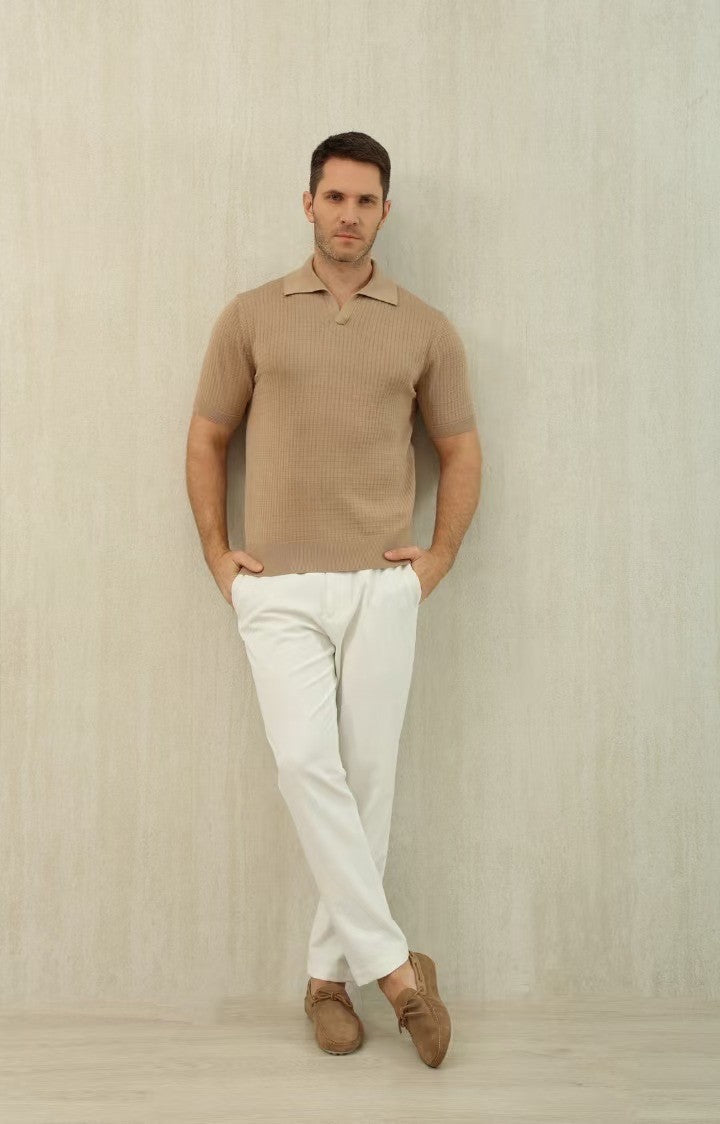 Loro Piana Men's Summer Refreshing Thin Knitted Lapel Short-sleeved Top Multicoloured Fashion Comfortable Temperament T-shirt Ngvp #9956