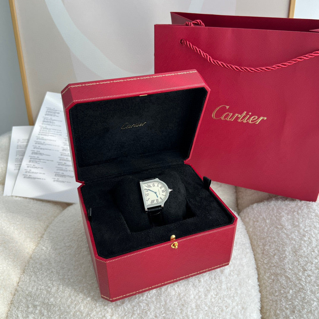 Cartier Women's Half Round Leather Strap Watch #96624