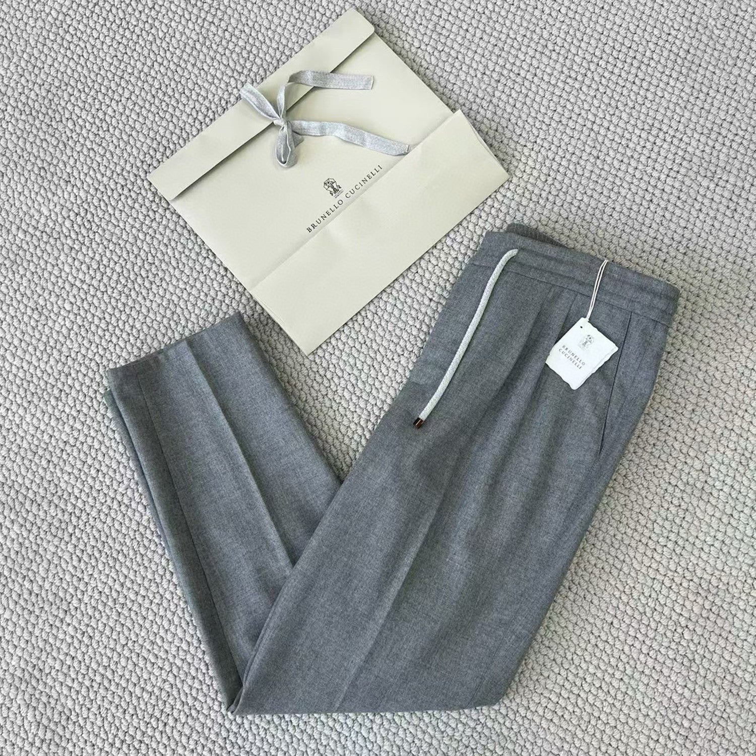 Brunello Cucinelli Men's Spring And Autumn Casual Drawstring Pants Fashion Trousers Loose Straight Comfortable Cotton Thin Trousers Ngvp #1469