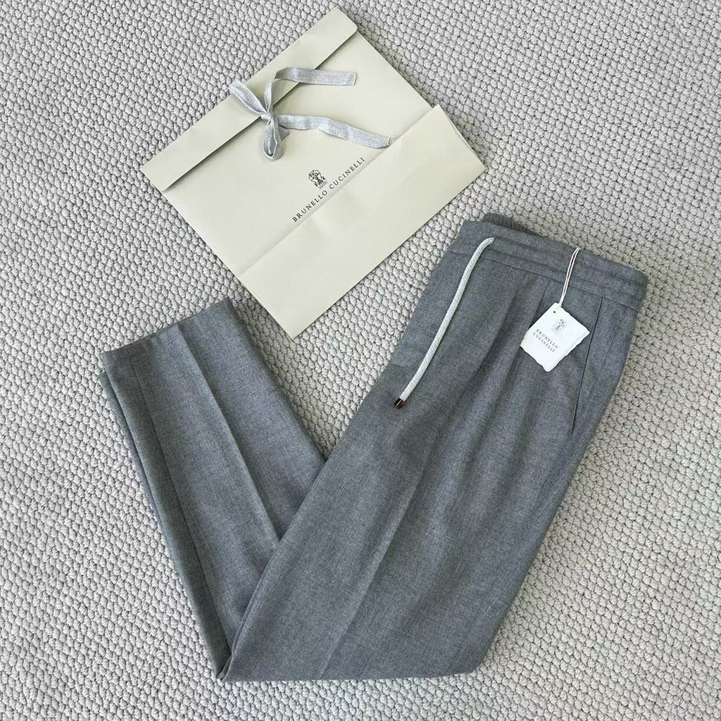 Brunello Cucinelli Men's Spring And Autumn Casual Drawstring Pants Fashion Trousers Loose Straight Comfortable Cotton Thin Trousers Ngvp #1469