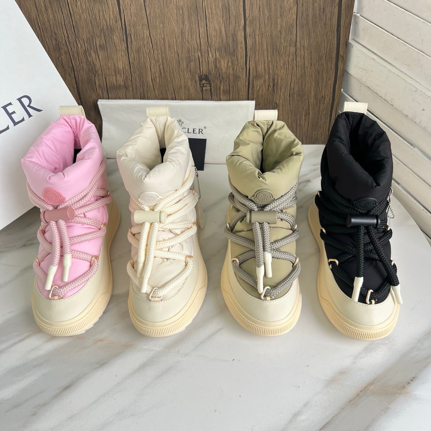 Moncler Altive Mid Women's Winter Fashion Casual Round Toe Slip On Drawstring High Top Down Filled Casual Boots Ski Boots Shoes #334177