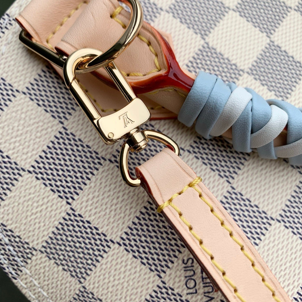 Louis Vuitton Women's Shell Bag Alma Bb White Damier Azur Checkered Pattern Stylish And Elegant Handbag And Crossbody Bag Spring/summer 2026 New Arrival N40902 Bags #196951