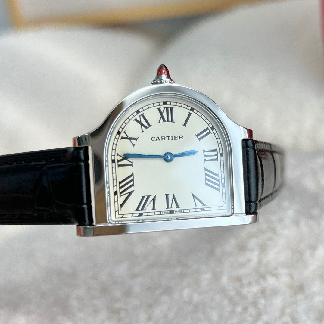 Cartier Women's Half Round Leather Strap Watch #96624