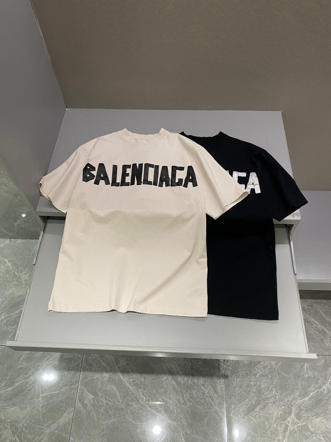 Balenciaga Men's Summer Letter Logo Print Round Neck Regular Fit Short Sleeve T-Shirt #75977