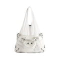 Balenciaga Women's Solid Color Detachable Adjustable Shoulder Strap Doing Old Silver Accessories Lambskin Spell Nylon Shopping Bag Tote Bags #75523