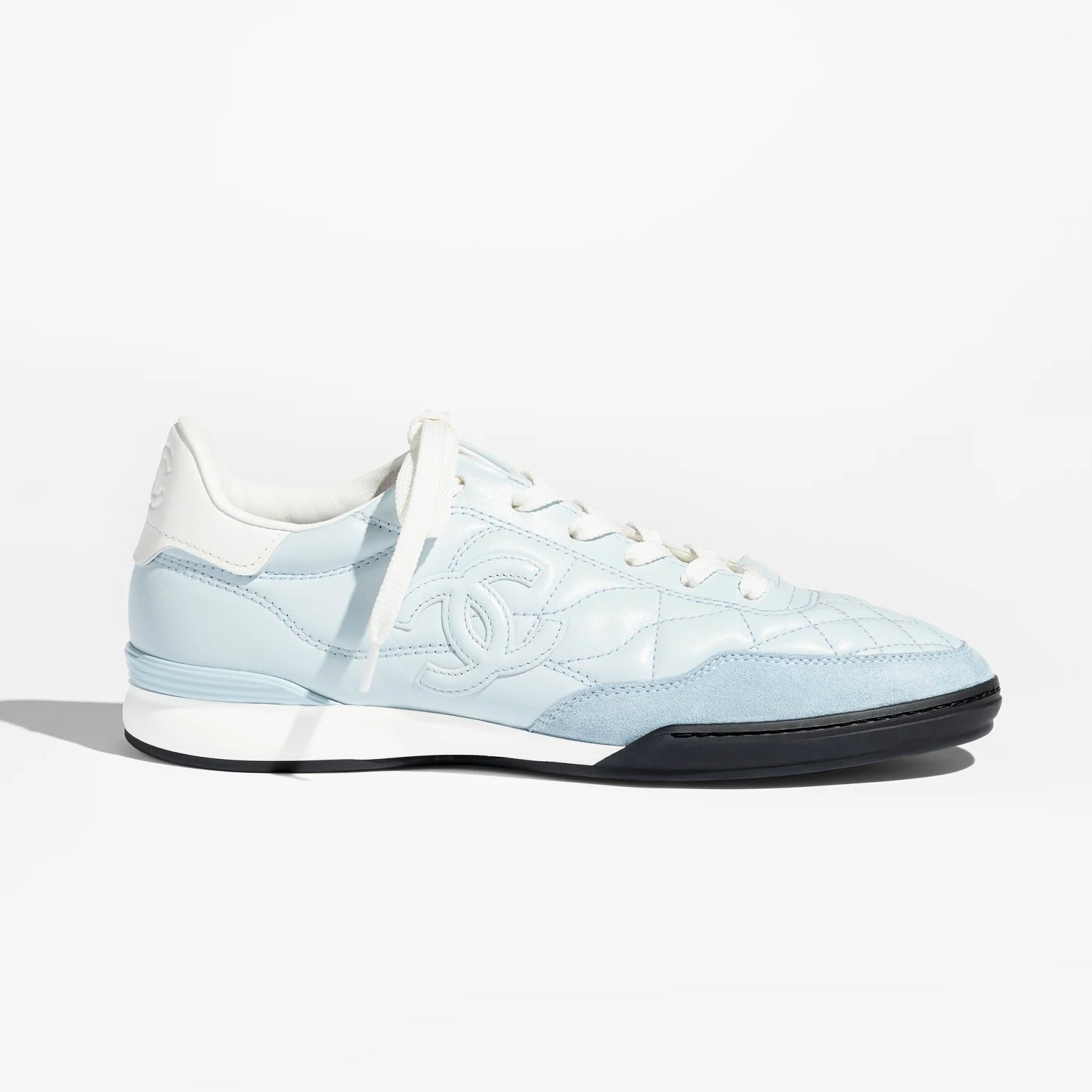 Chanel Women's Solid Color Round Toe Leather Low Top Lace-Up Sneakers Shoes #77416