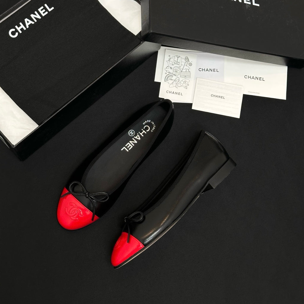 CHANEL Ballet Flats Lambskin Burgundy Pink #387089