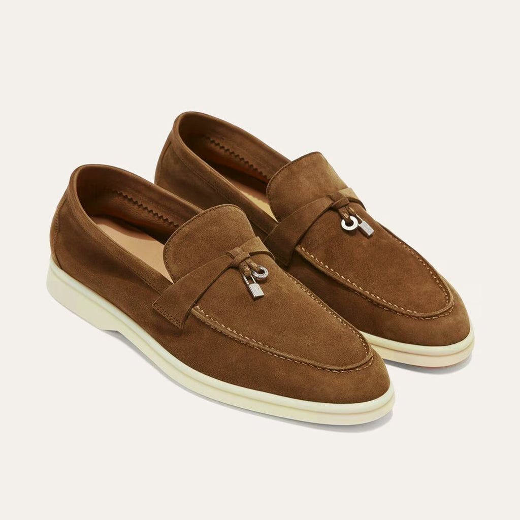 Loro Piana Women's Summer Charms Walk Mocassin Shoes Suede Round-Toe Solid-Color All-Season Casual Shoes #81538