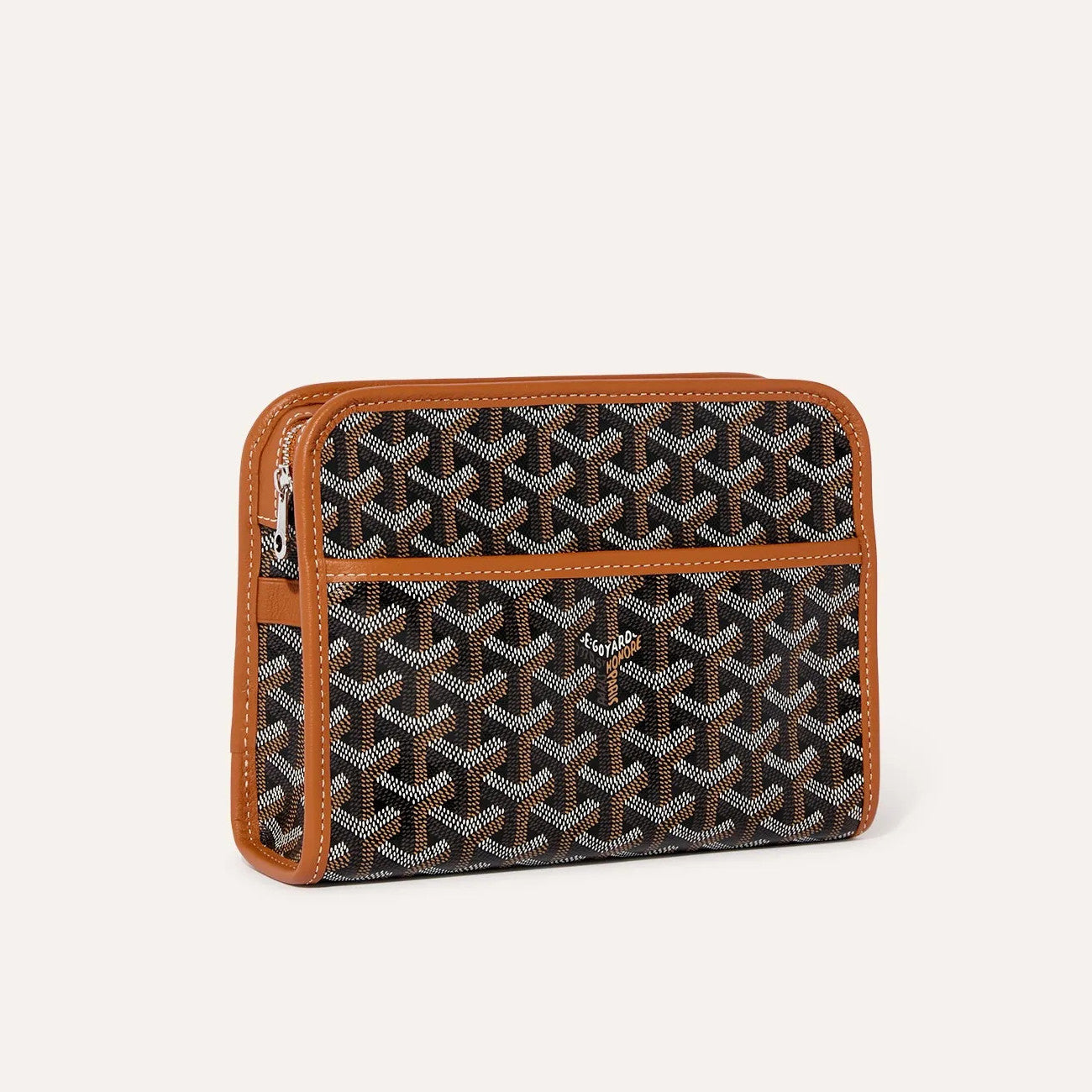 GOYARD Jouvence Men's and Women's Old Flower Full Print Zipper Closure Canvas Patchwork Leather Wash Bag Clutch Bags #75739