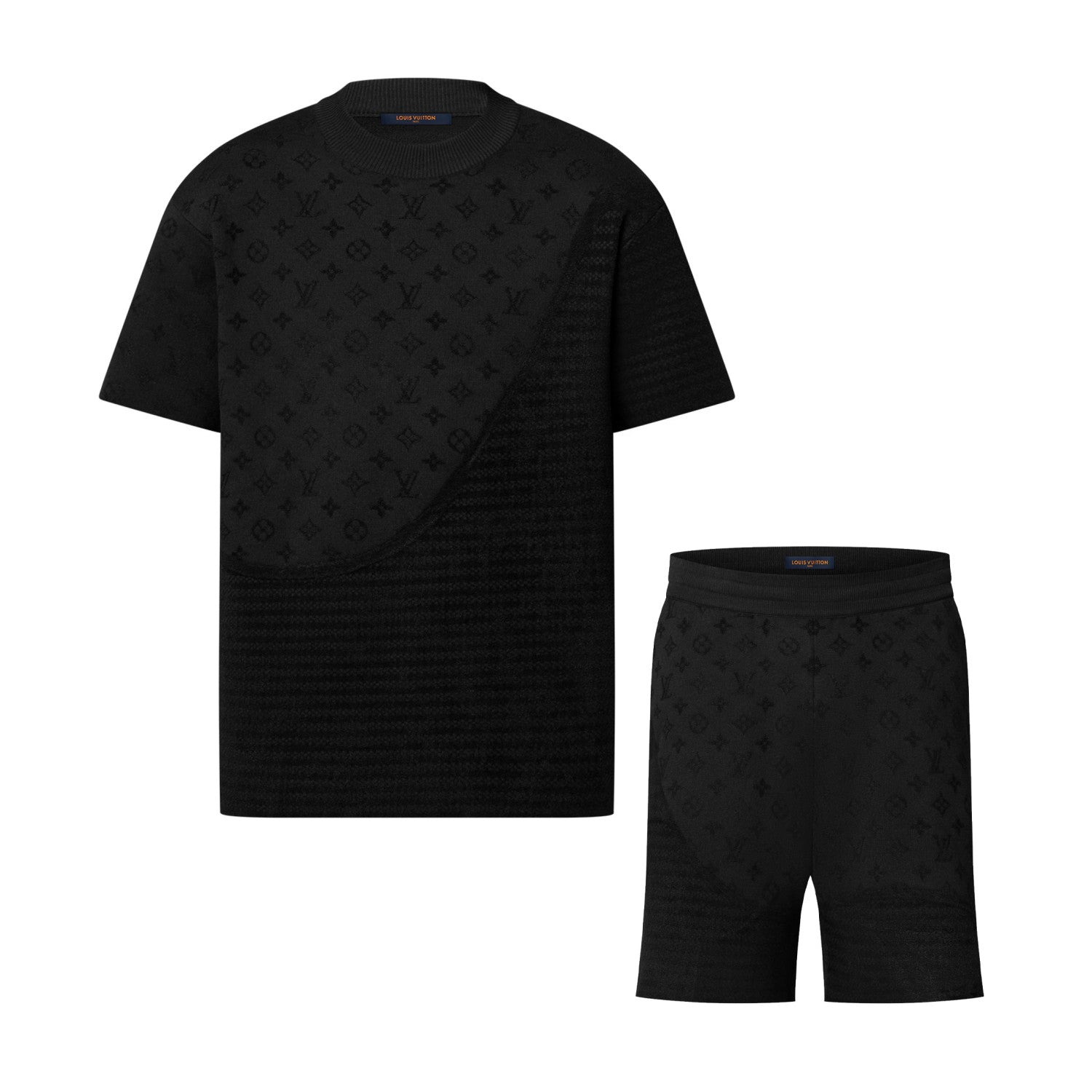 Louis Vuitton Men's Summer Solid Color Letter Printed Cotton Round Neck Short Sleeve T-Shirt Casual Shorts Set Suit #75316