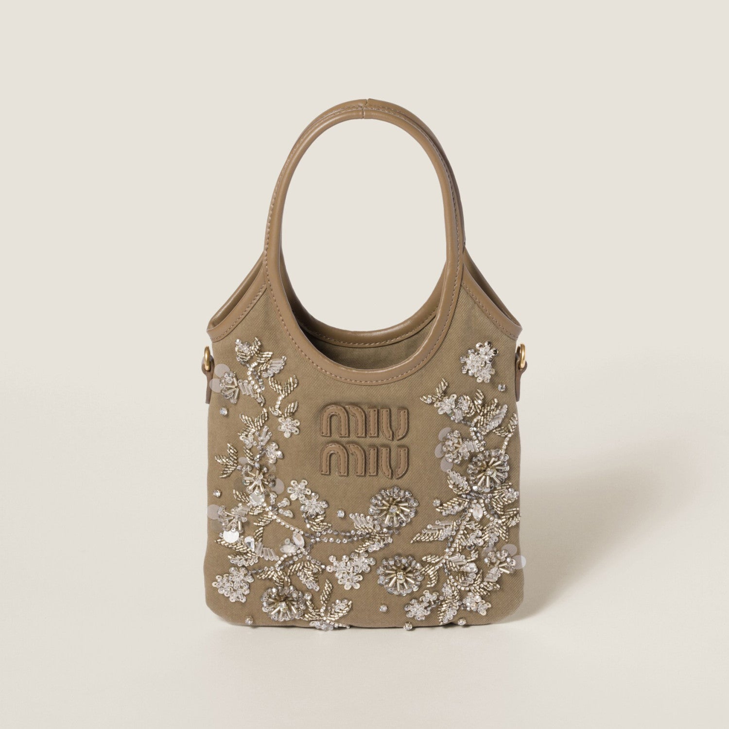 MiuMiu IVY Women's Solid Colour Floral Embroidery Steel Hardware Accessories Cotton Shoulder Crossbody Handbag Bag Bags #76742
