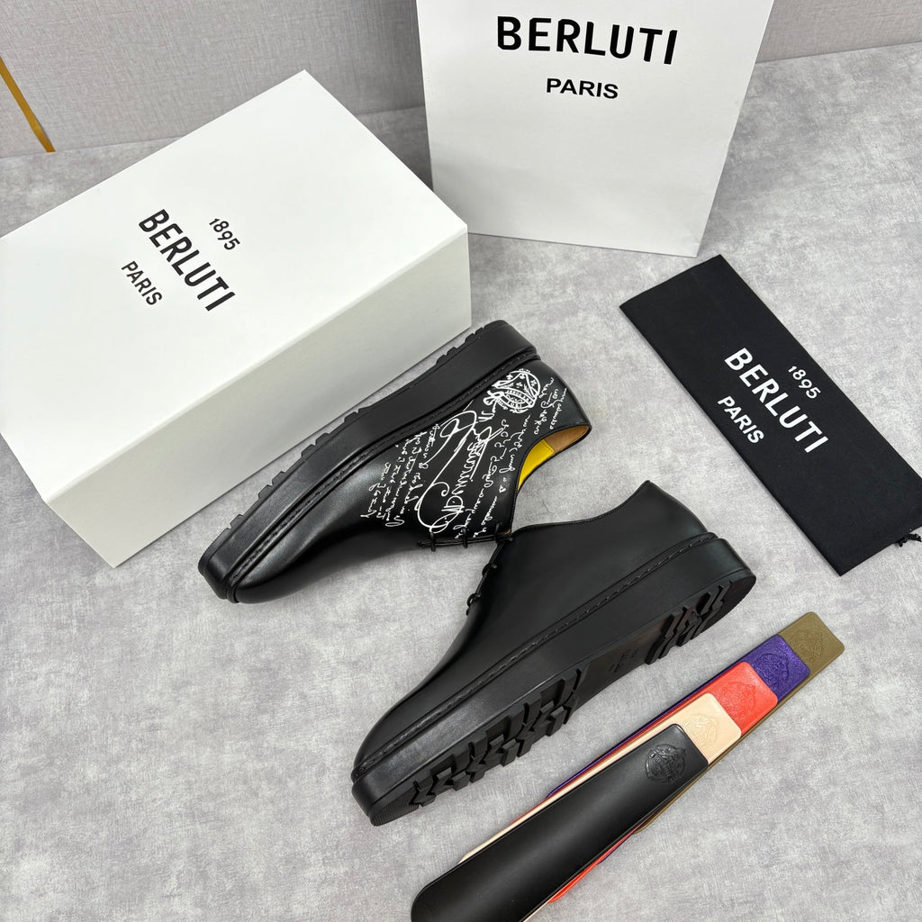 Berluti Men's Spring/Fall Classic Elegant Leather-Sourced Elastic Formal Midsole Dress Shoes #78574