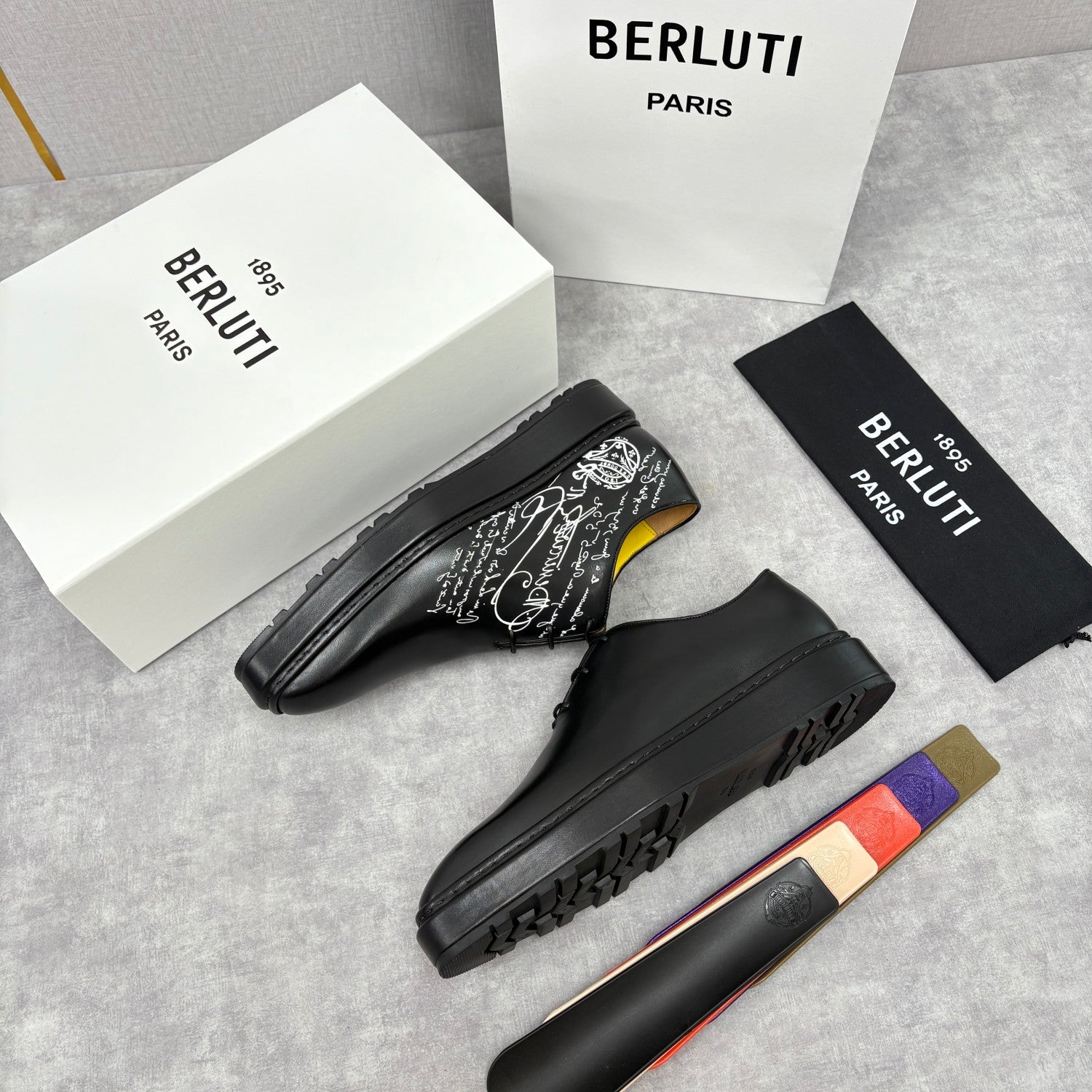 Berluti Men's Spring/Fall Classic Elegant Leather-Sourced Elastic Formal Midsole Dress Shoes #78574