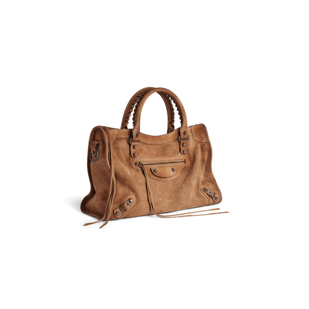 Balenciaga Women's Le City Large Handbag with Woven Handles. Solid Color Leather Crossbody Shoulder Bag. Fashionable Casual Bag Bags 8230582AB2A1143 #81498