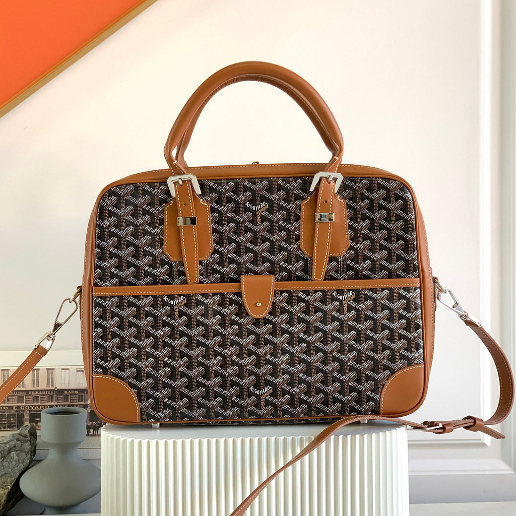 Goyard Men's & Women's Fashion Classic Distressed Full Print Zipper Closure Leather Handle Briefcase Tote Bag Bags #79434