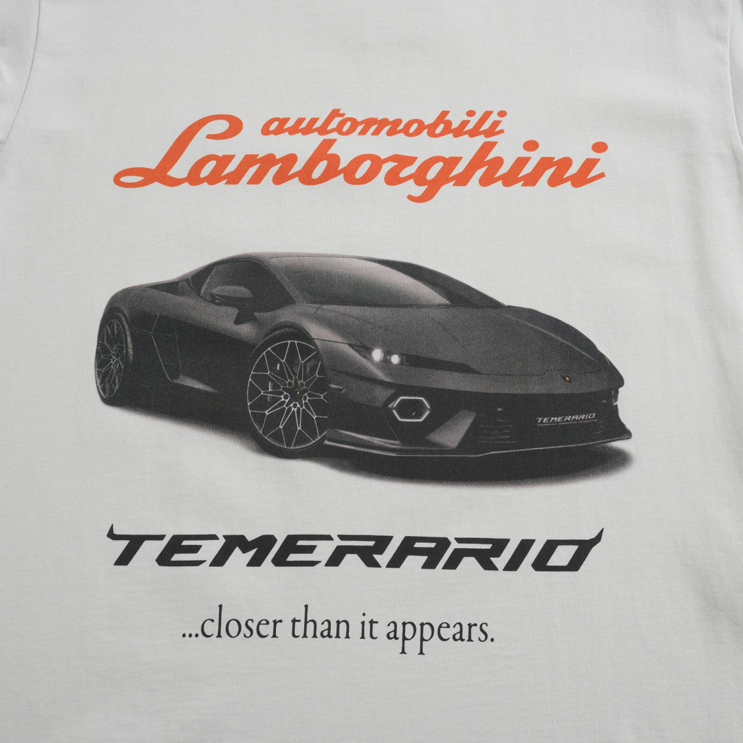 Balenciaga x Lamborghini  Men's and Women's Summer Car Print Round Neck Regular Fit Cotton Short Sleeve T-Shirt #74769