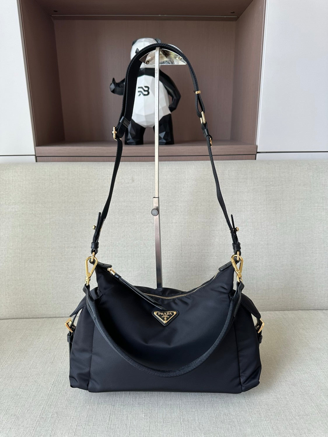 Prada Explore Women's Classic Solid Color Leather Zipper and Flap Pocket Recycled Nylon and Leather Handbag Shoulder Bag Crossbody Bag Bags #78673