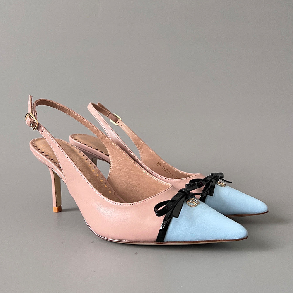 Valentino Bepointy Slingback Pump In Patent Leather And Kidskin 80MM #334525