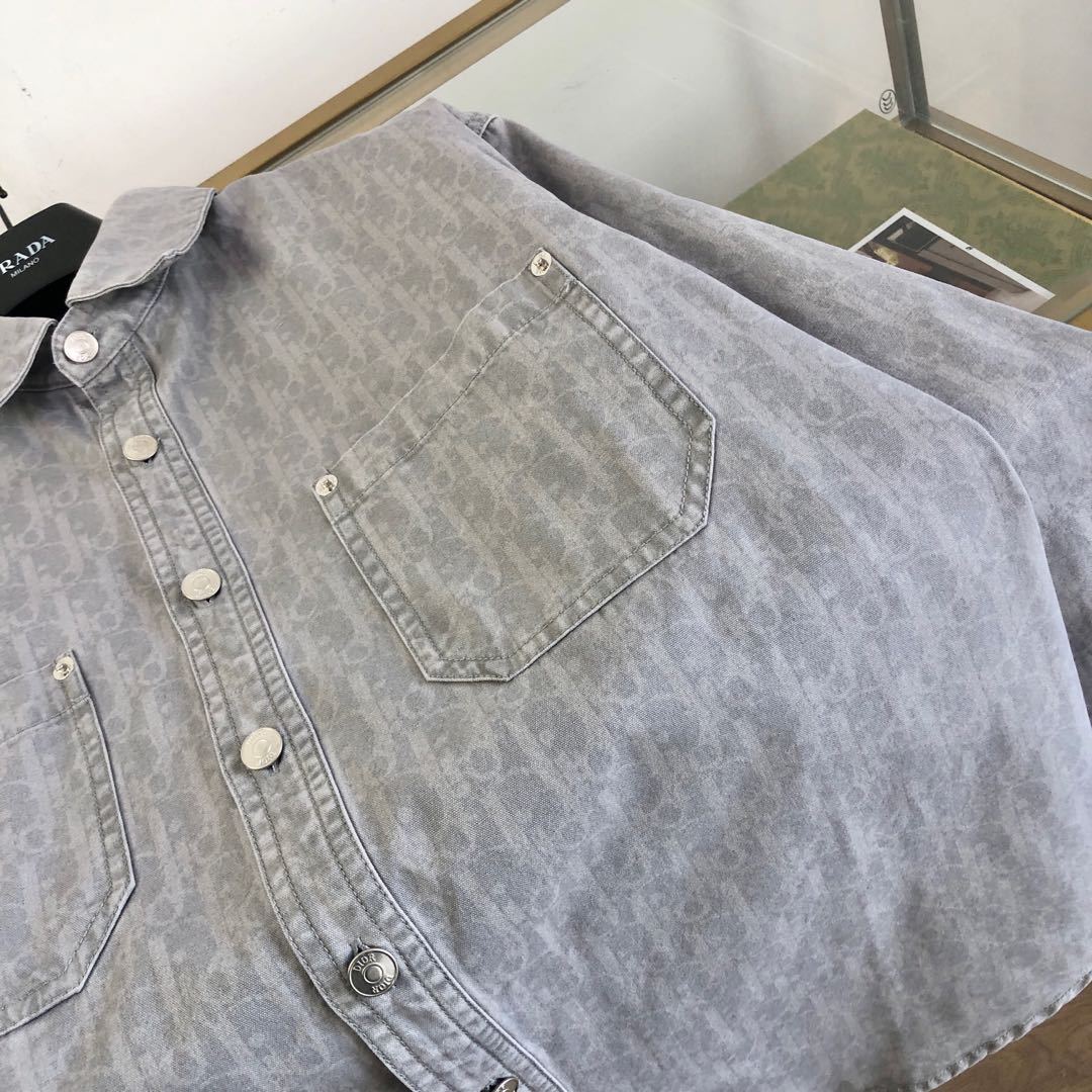 Dior Men's Spring And Fall Letters Full Print Lapel Single Breasted Long Sleeved Denim Shirt Jeans Pants Set Suit #74966
