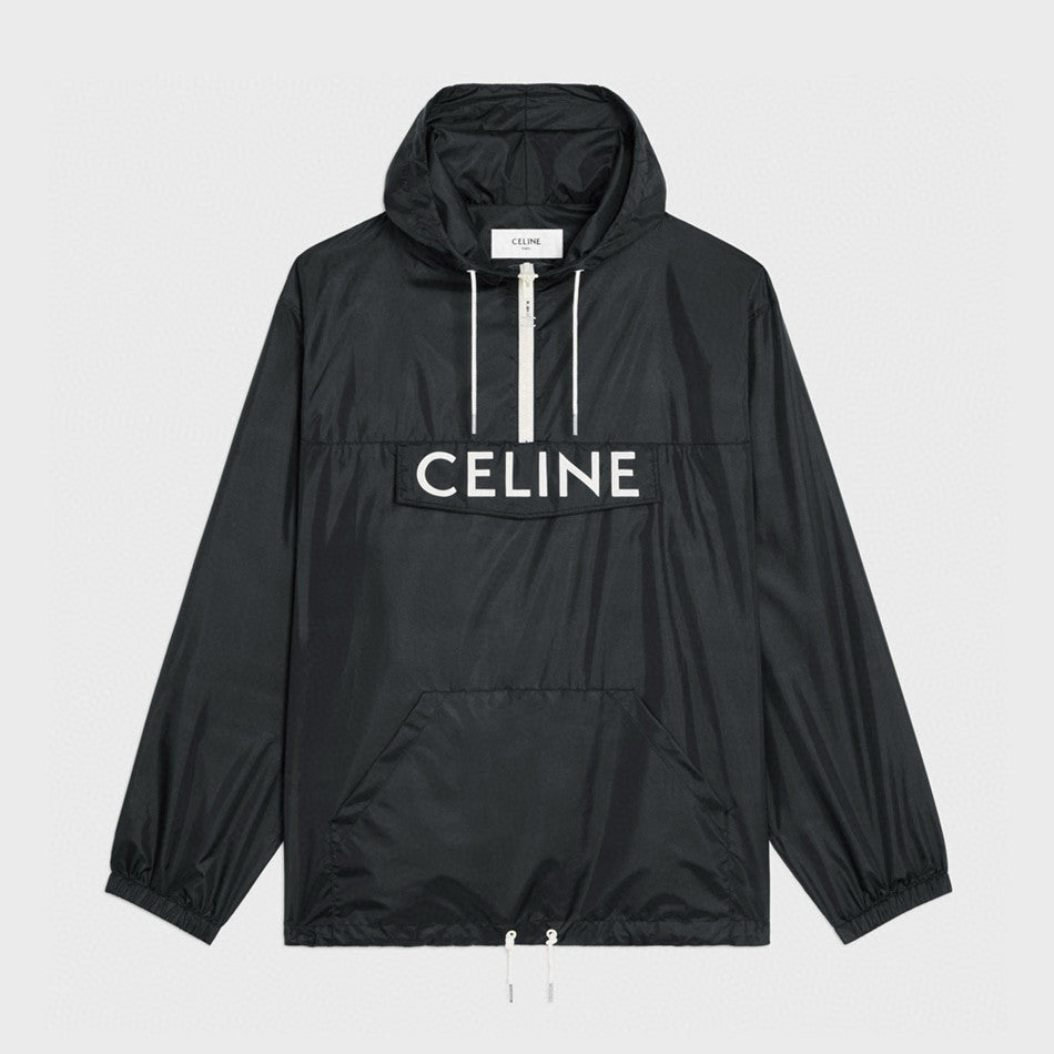 Celine Men's Spring and Fall Logo Printed Nylon Regular Fit Half Zip Hooded Pullover Jacket #98419