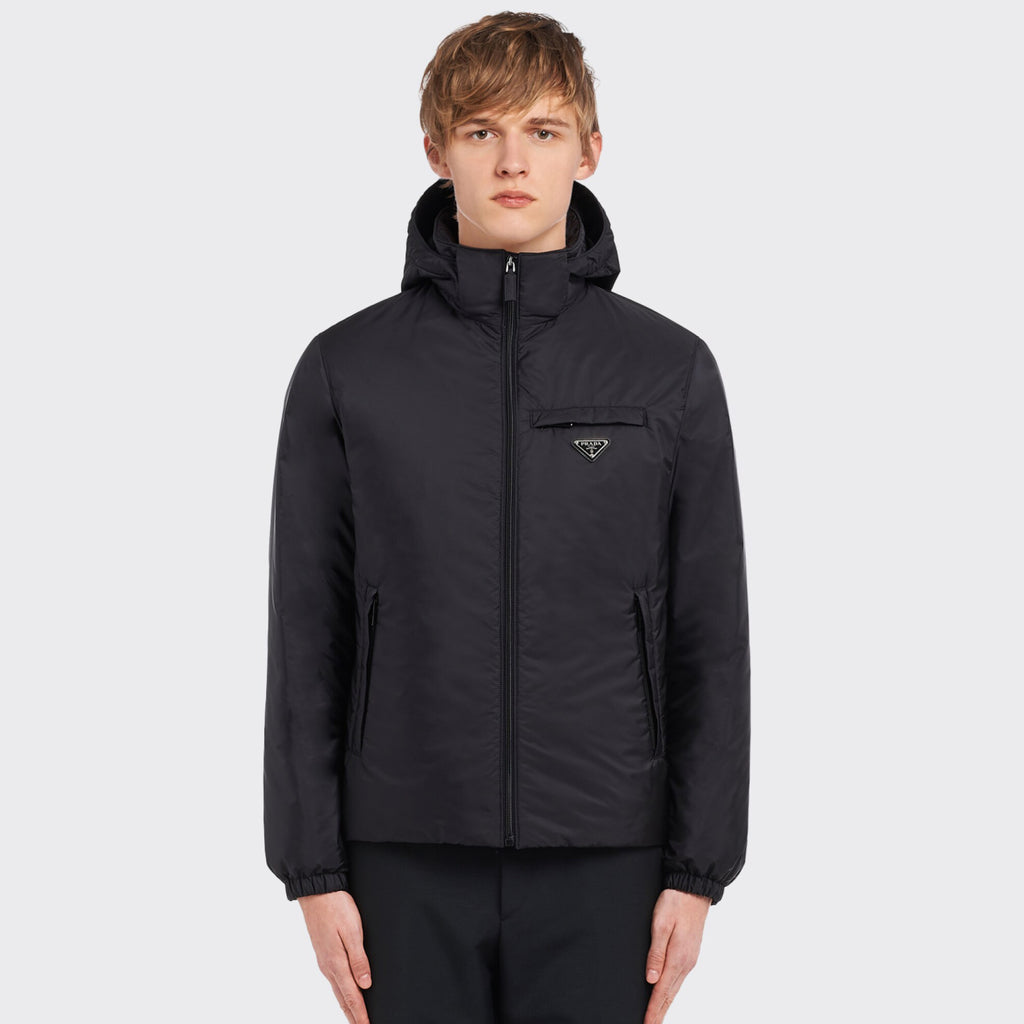 Prada Men's Autumn and Winter Solid Color Letter Logo Hooded Warm Zipper Long Sleeve Puffer Down Jacket #73867