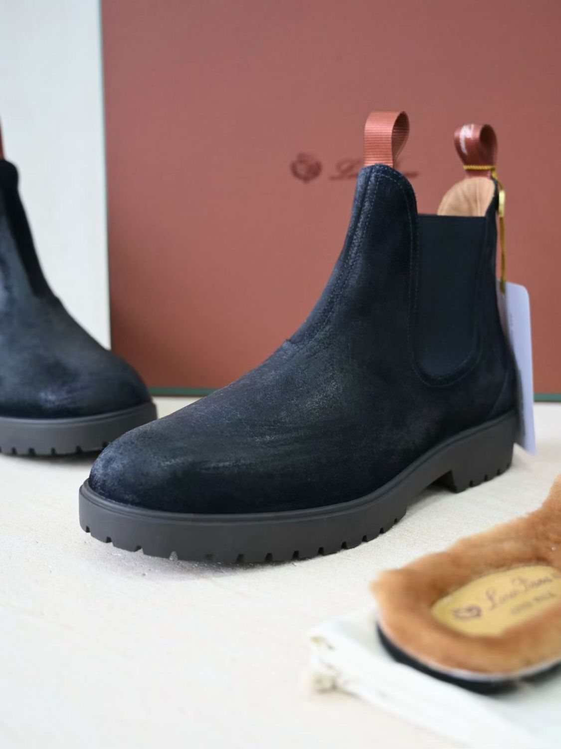 Loro Piana Men's Dover Walk Men's Chelsea Boots Winter shoes Low Cut Round Toe Martin Boot #332379